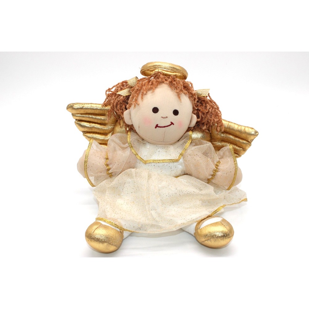 VTG Giggle Wings JOY Guardian Angel 11" Plush Gold Wings Glitter Dress Halo 2003